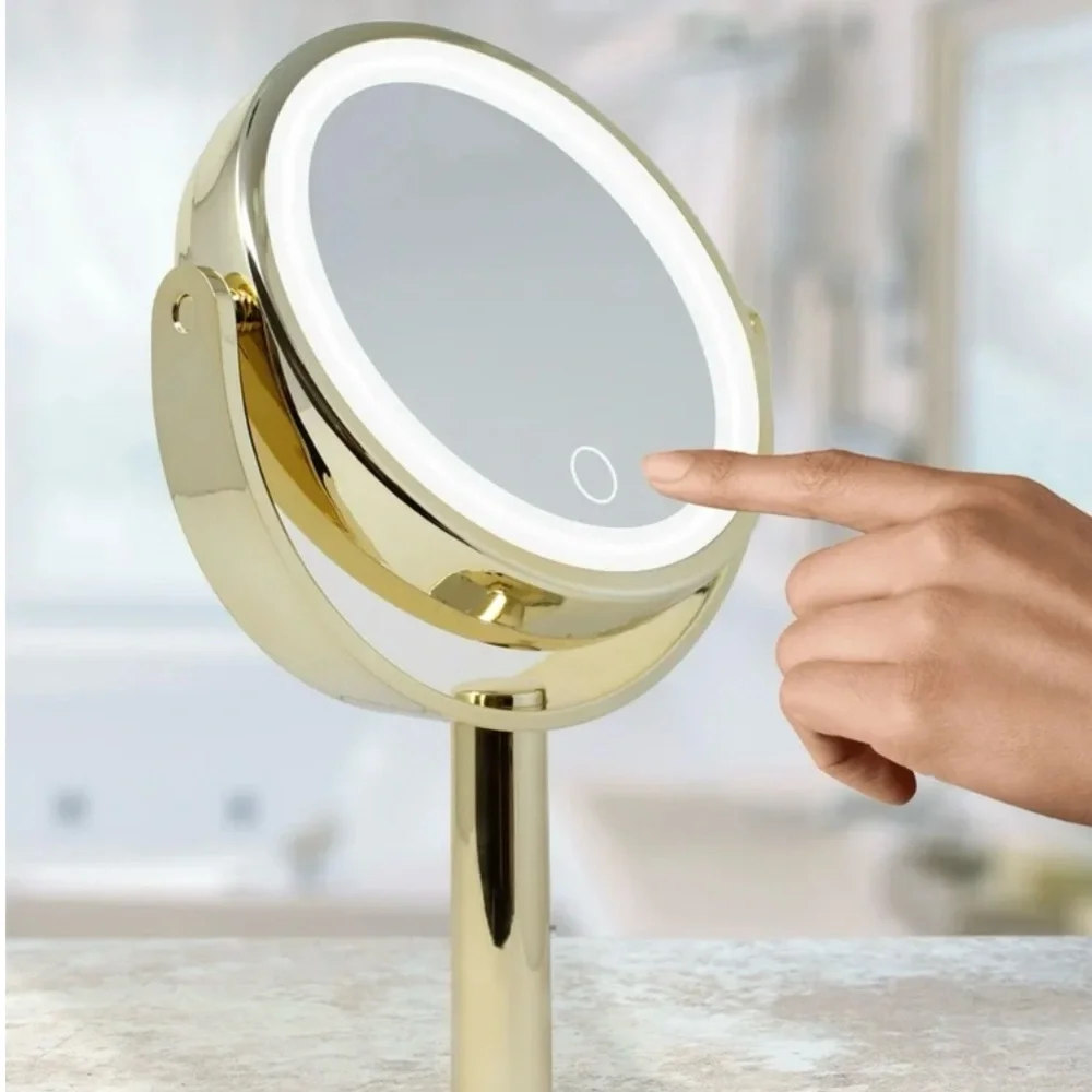 Onyx Gold LED Dual-Sided Classic Face Mirror - Picture 3 of 3